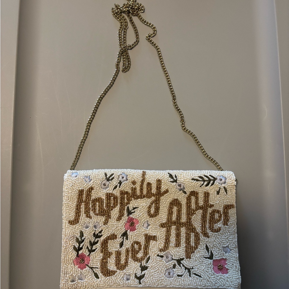 Embroidered 'Happily Ever After' Beaded Bag